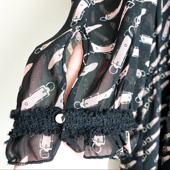 Zara Black Long Sleeve Printed Ruffle Dress - Picture 5 of 7